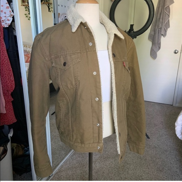 Men’s Sherpa canvas trucker Sherpa lined jacket